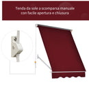 Tenda da Sole a Caduta 180×70 cm in Alluminio e Poliestere Rosso-5