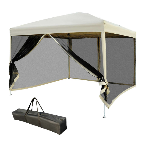 acquista Gazebo da Giardino 3x3m in Acciaio Pareti Rimovibili Tessuto Oxford Crema