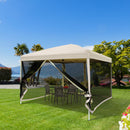 Gazebo da Giardino 3x3m in Acciaio Pareti Rimovibili Tessuto Oxford Crema -2