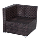 Set Salotto da Giardino in Rattan Sintetico 4 Poltrone Pouf e Tavolino Marrone -6