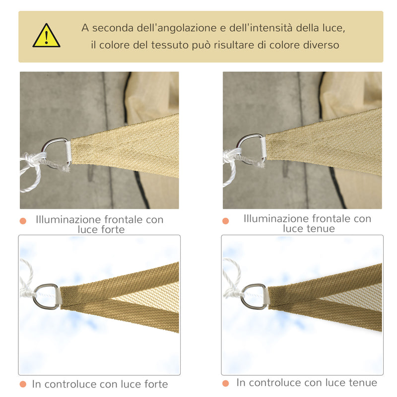 Tenda Vela da Giardino Triangolare 3x3x3m in HDPE Sabbia -6