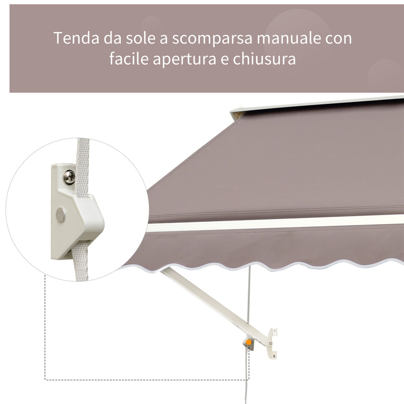 Tenda da Sole a Caduta 180×70 cm in Alluminio e Poliestere Marrone-4