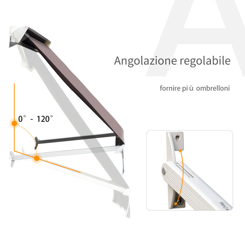 Tenda da Sole a Caduta 180×70 cm in Alluminio e Poliestere Marrone-5