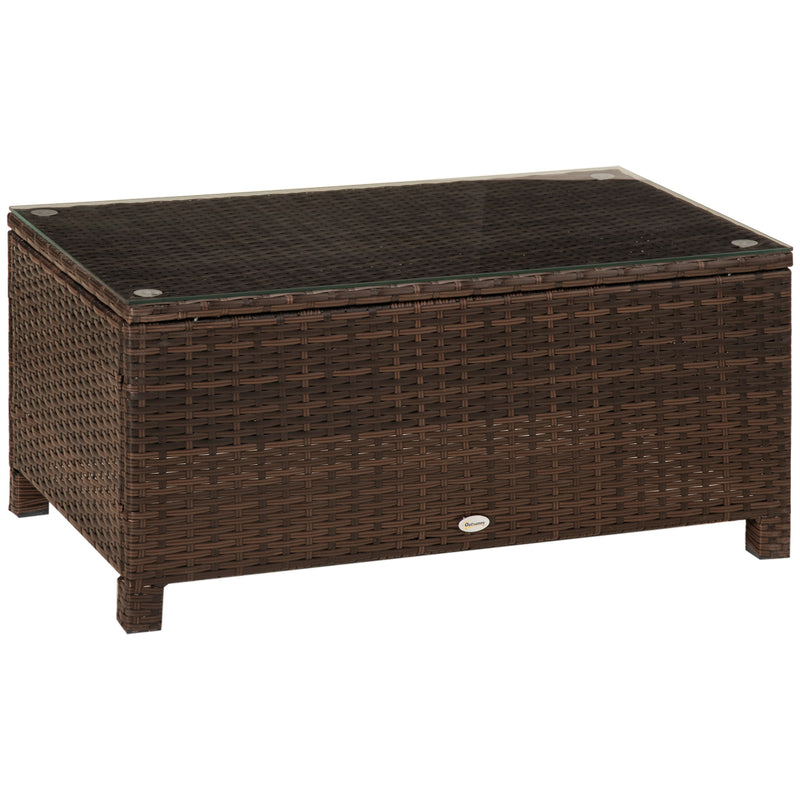 Tavolino da Giardino in Rattan Sintetico con Piano in Vetro Temperato Marrone 85x50x39 cm -1