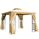 Gazebo da Giardino di Lusso 3x3m in Metallo con Zanzariera Panna -1