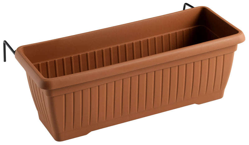 Vaso 40x20x17,3 cm in Polipropilene con Supporto Kit Cassetta Coste 40 Terracotta-1