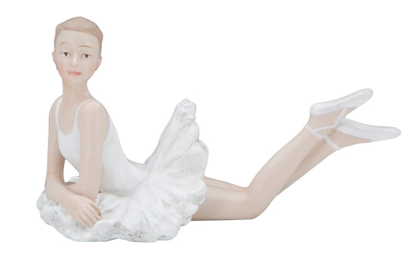 sconto Dicy Ballerina liegend 12x7,5x11 cm aus weißem Harz