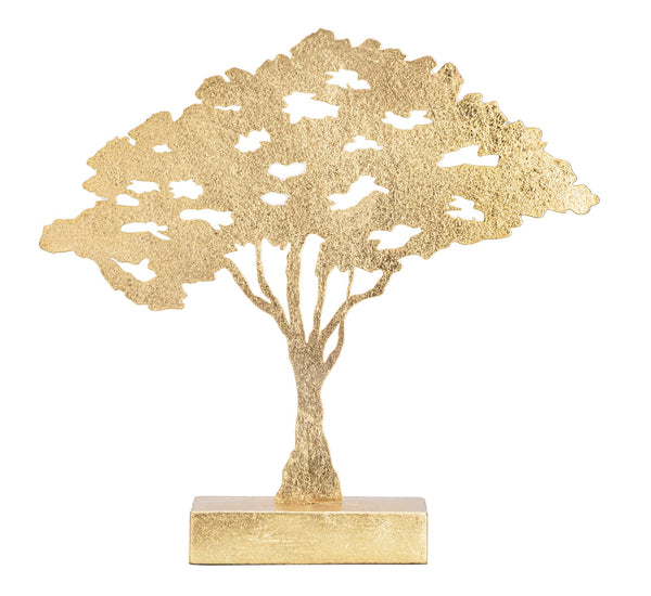 Blattbaum-Plan-Skulptur 43,5x8x41,5 cm in Goldeisen sconto