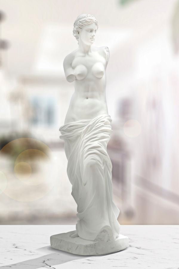 Scultura Statua Woman 14x12x49 cm in Poliresina Bianco-6