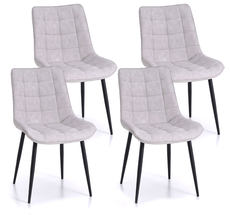 Set 4 Sedie 49x52x85 cm in Similpelle Grigio-1