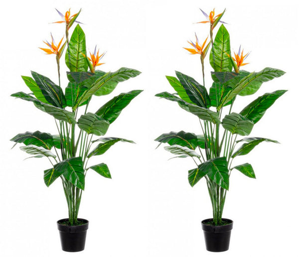 Set 2 Piante Artificiali Strelitzia 70x70x150 cm in Plastica con Vasi Verde prezzo