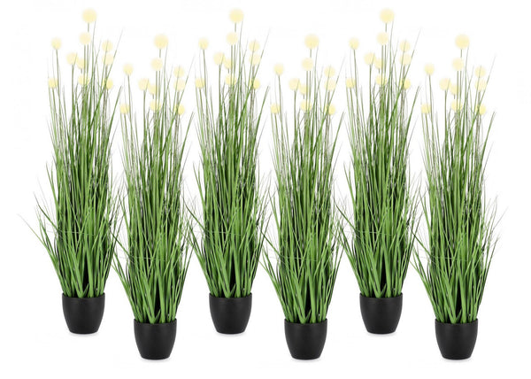 Set 6 Piante Artificiali con Vaso Ø 45x110 cm Eriophorum in Plastica Bianco sconto