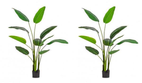 online Set 2 Piante Artificiali Strelitzia 90x80x150 cm in Plastica con Vasi Verde