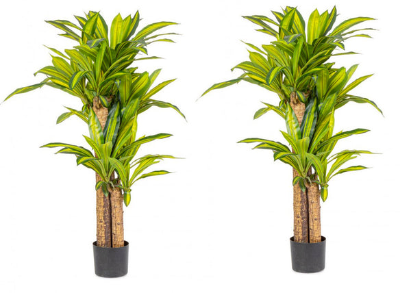 acquista Set 2 Piante Artificiali Dracaena Ø100x130 cm in Plastica con Vasi Verde