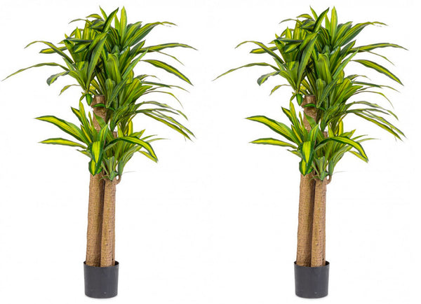 Set 2 Piante Artificiali Dracaena Ø110x150 cm in Plastica con Vasi Verde acquista