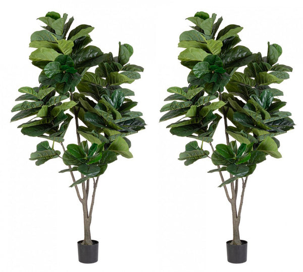 Set 2 Piante Artificiali di Ficus Ø120x230 cm in Plastica con Vasi Verde online