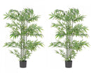 Set 2 Piante Artificiali di Bamboo Ø70x150 cm in Plastica con Vasi Verde-1