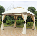 Gazebo da Giardino Struttura in Acciaio Top in Poliestere e Teli Zanzariera 300X360X295 Cm-1