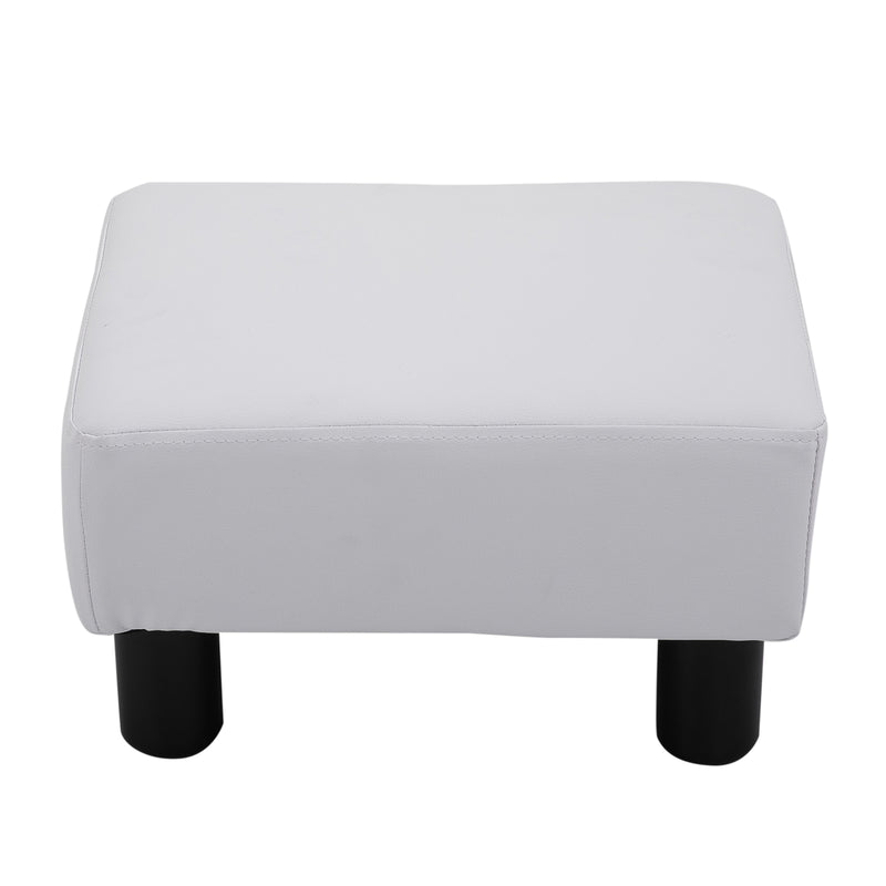 Pouf Poggiapiedi in Similpelle 40x30x24 cm  Bianco-4