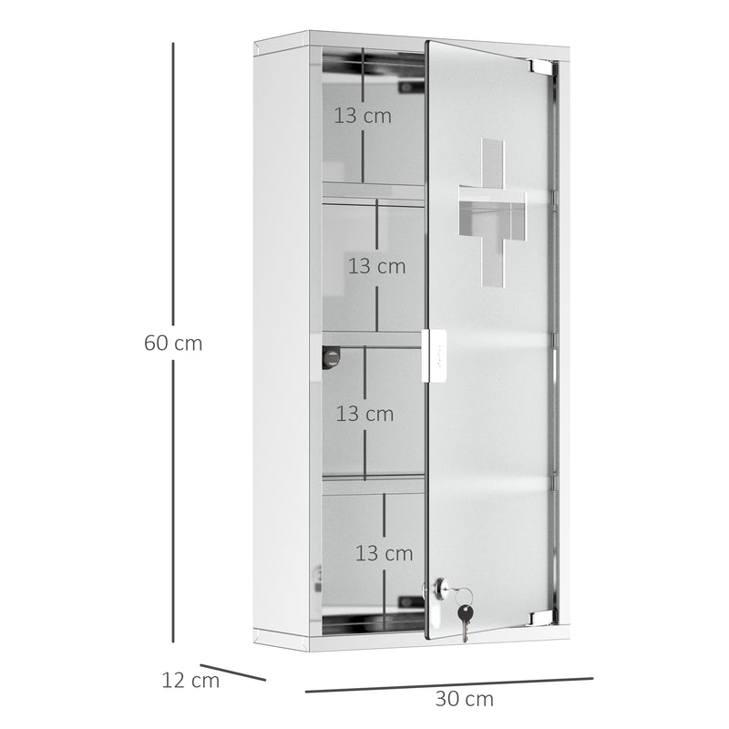 Armadietto per Medicinali Quattro Ripiani in Acciaio Inox 30x12x60 cm -3