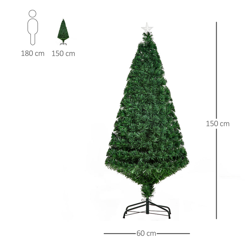 Albero di Natale Artificiale 150 cm Foltissimo in Fibra Ottica con Supporto -3