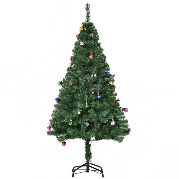 sconto Künstlicher Weihnachtsbaum 150 cm mit grünen Kugeln und Dekorationen