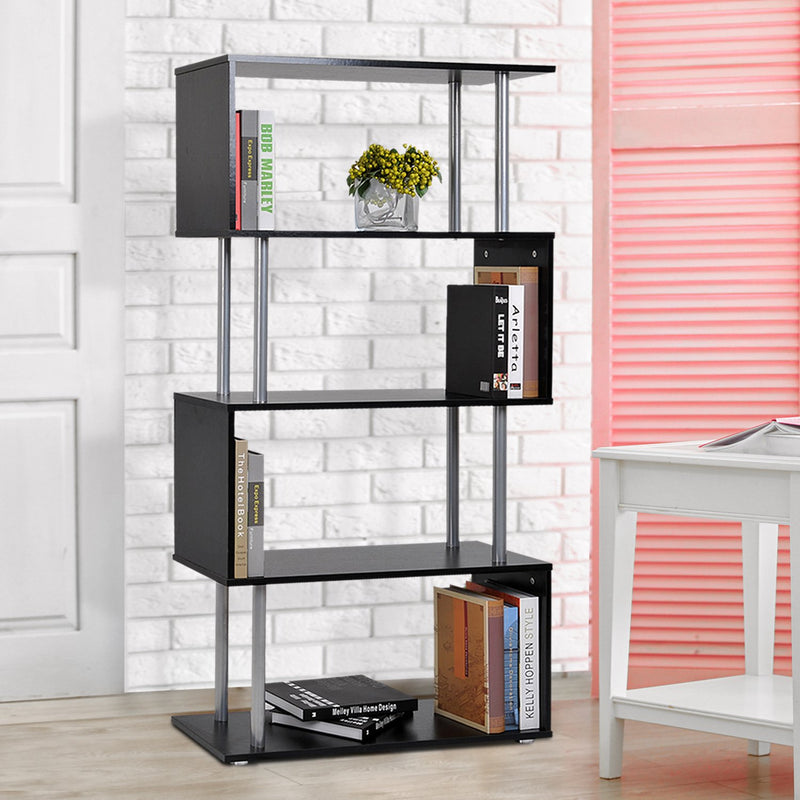 Libreria in Legno a Parete Mobili Ufficio Scaffale Nero 80x30x145 cm -10