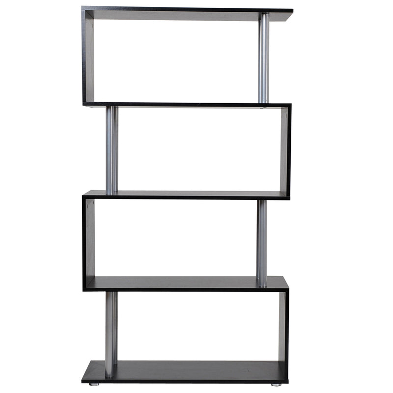 Libreria in Legno a Parete Mobili Ufficio Scaffale Nero 80x30x145 cm -4