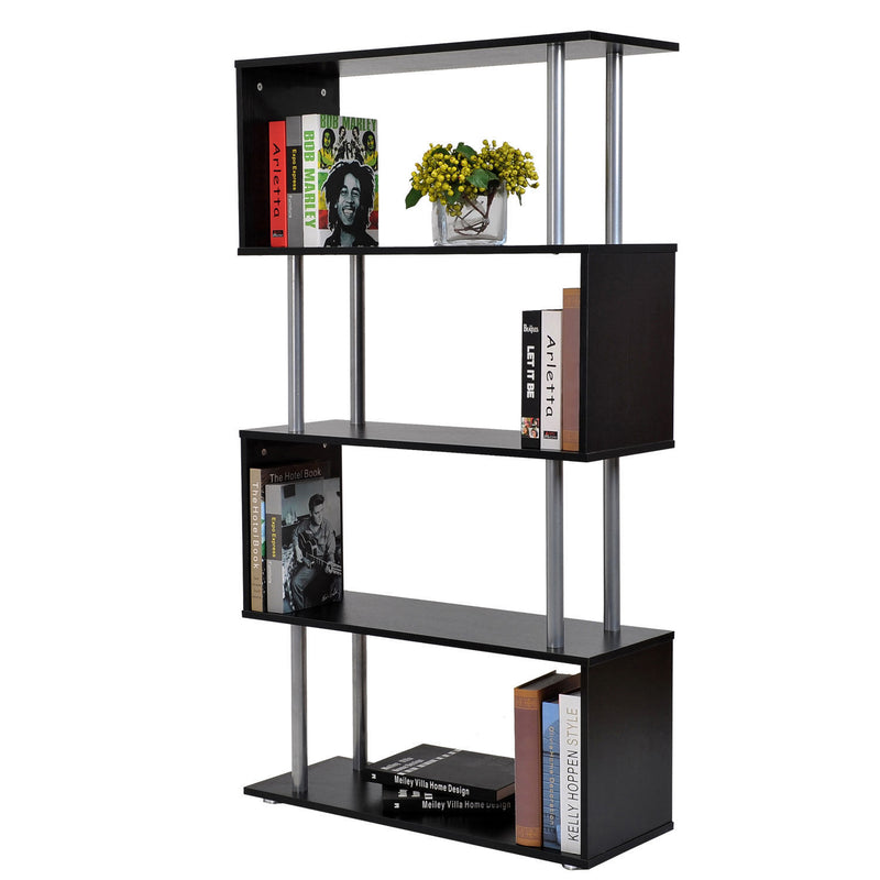 Libreria in Legno a Parete Mobili Ufficio Scaffale Nero 80x30x145 cm -6