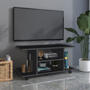 Mobile TV in Legno con Ruote Nero 40x40x80 cm -2