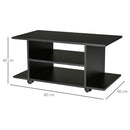 Mobile TV in Legno con Ruote Nero 40x40x80 cm -3