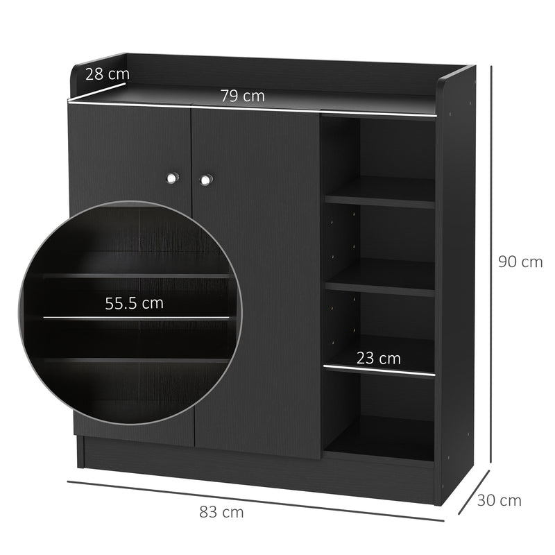 Scarpiera Mobiletto in Legno 4 Ripiani Nero 83x30x90 cm -3