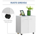 Mobile TV in legno con Ruote e 2 ante Bianco 60x35x65 cm -5