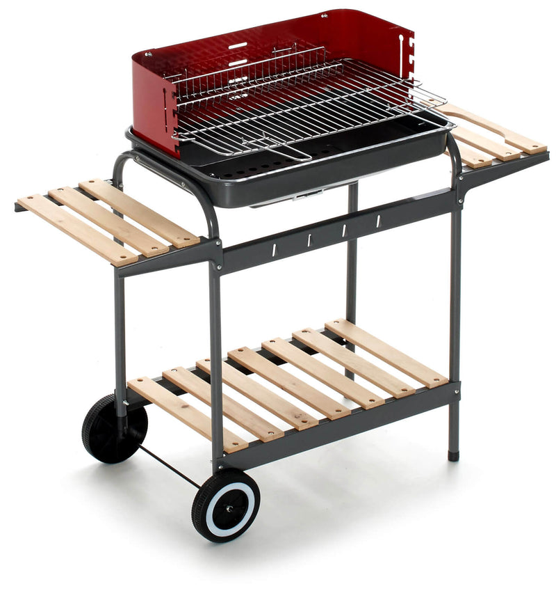 Barbecue a Carbone Carbonella 102x38x88,5 cm in Acciaio Nero e Rosso-1