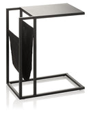 Tavolino 46x28,4x56,6 cm con Tasca in Metallo Nero-1