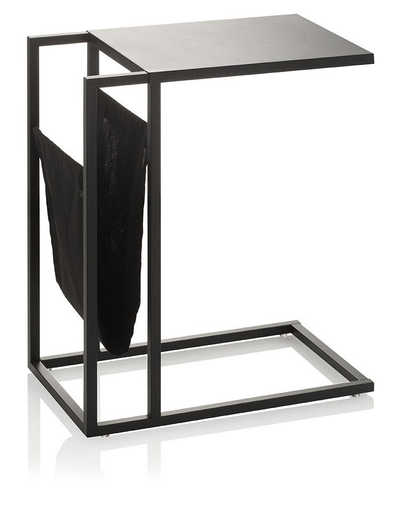 Tavolino 46x28,4x56,6 cm con Tasca in Metallo Nero-1