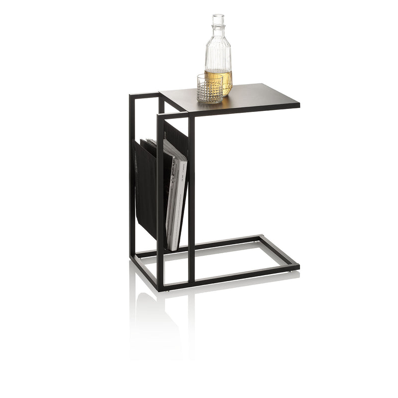 Tavolino 46x28,4x56,6 cm con Tasca in Metallo Nero-2