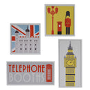 Quadro stampa london bianco set 4 pezzi cm 30x60x2,5 + cm 30x30x2,5-1