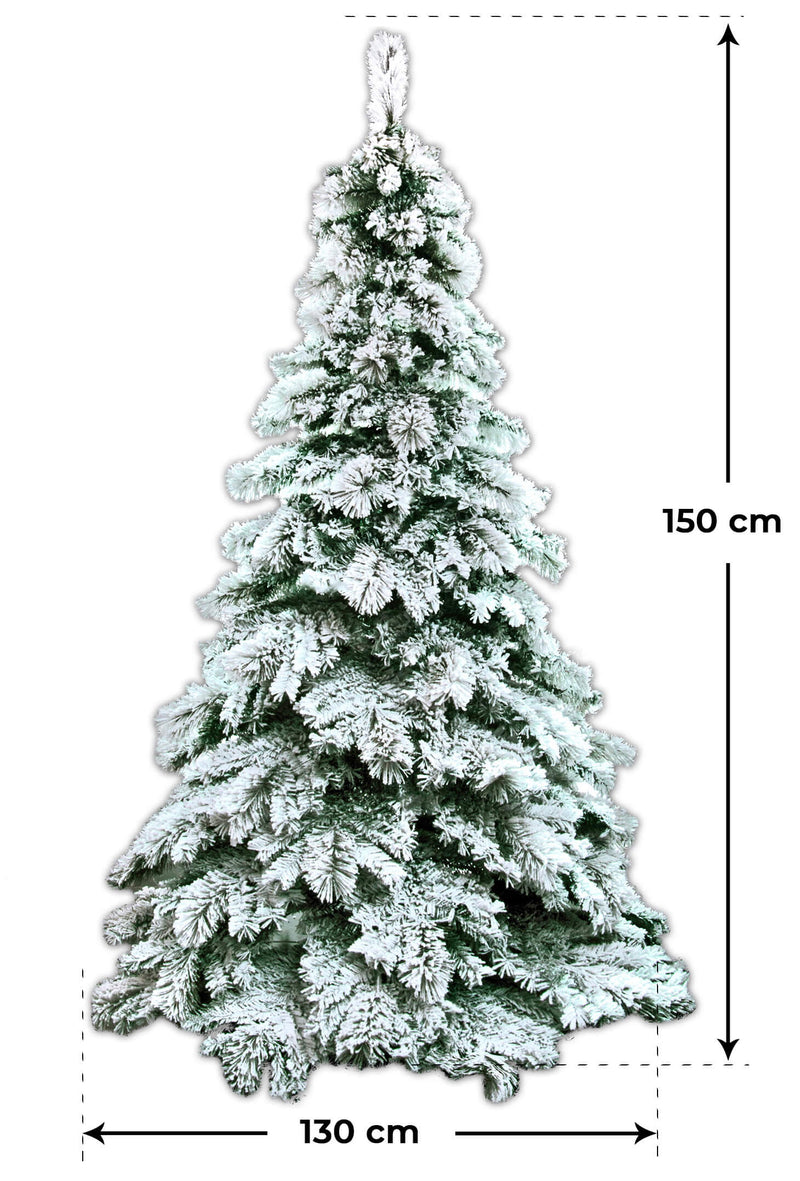 Albero di Natale Artificiale Innevato Apertura Ramo/Ramo Montebianco Verde Varie Misure-2