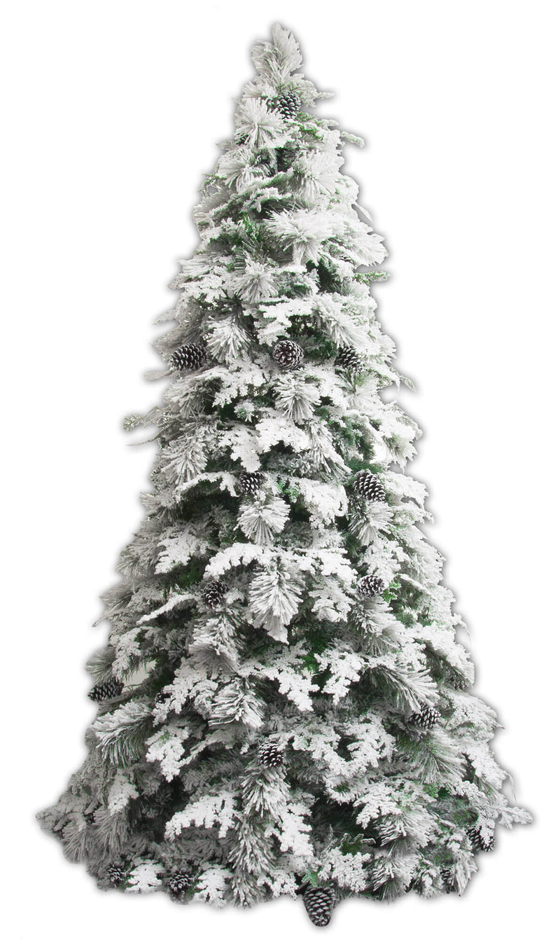 Albero di Natale Artificiale Innevato 272 Rami con Pigne Andover Verde Varie Misure-1