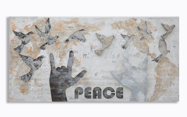 prezzo Gemalt auf Leinwand Peace 120x3x60 cm in Holz und Leinwand