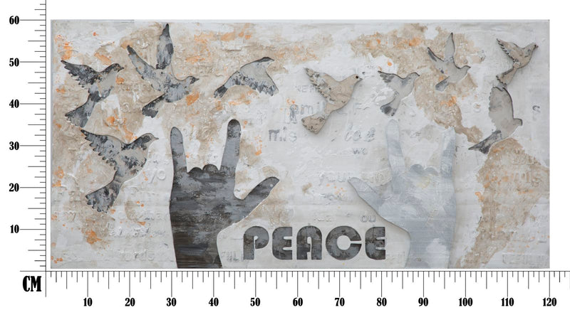 Dipinto su Tela Peace 120x3x60 cm in Legno e Canvas-7