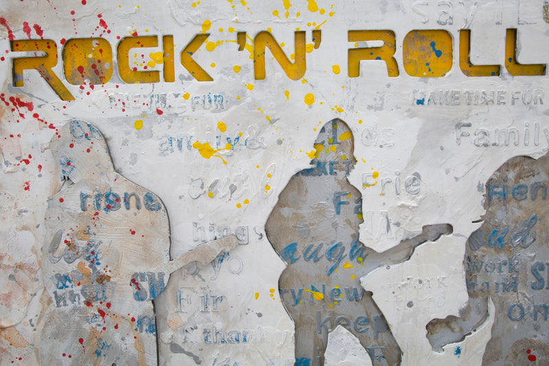 Dipinto su Tela Rock N Roll 120x3x60 cm in Legno e Canvas-6