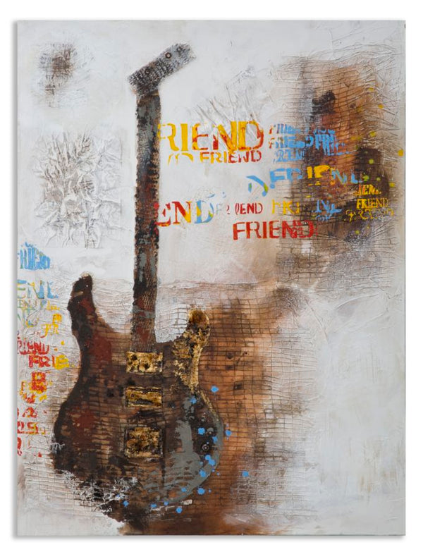 Malerei auf Leinwand Guitar Art 90x3,5x120 cm in Holz und Leinwand sconto