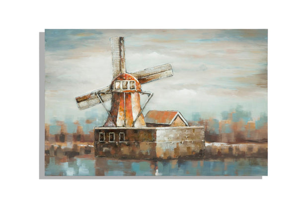 prezzo Gemalt auf Leinwand Windmühle 120x3,7x80 cm in Aluminium Kunststoff und Leinwand