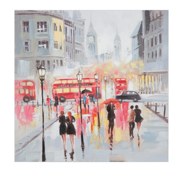 online Gemalt auf Leinwand Rain London 100x3x100 cm in Holz und Leinwand