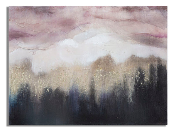 sconto Malerei auf Leinwand Pink Mountain 80x2,7x60 cm in Kiefernholz und mehrfarbiger Leinwand