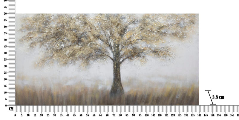 Dipinto su Tela Tree Dark 140x3,8x70 cm in Legno di Pino e Canvas Multicolor-6