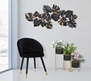 Pannelo Dark Leaf 133x6,5x63 cm in Ferro Nero e Oro-5