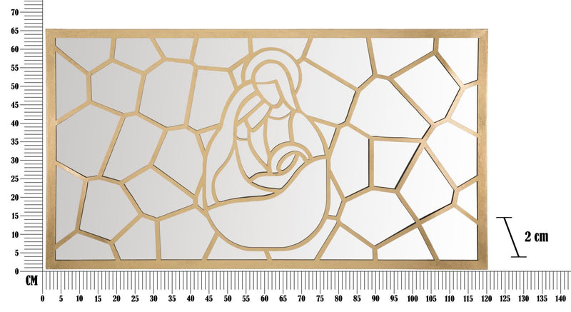 Pannello Nativity Oro Rettangolare 120x2x66 cm in Ferro MDF e Specchio Oro-6